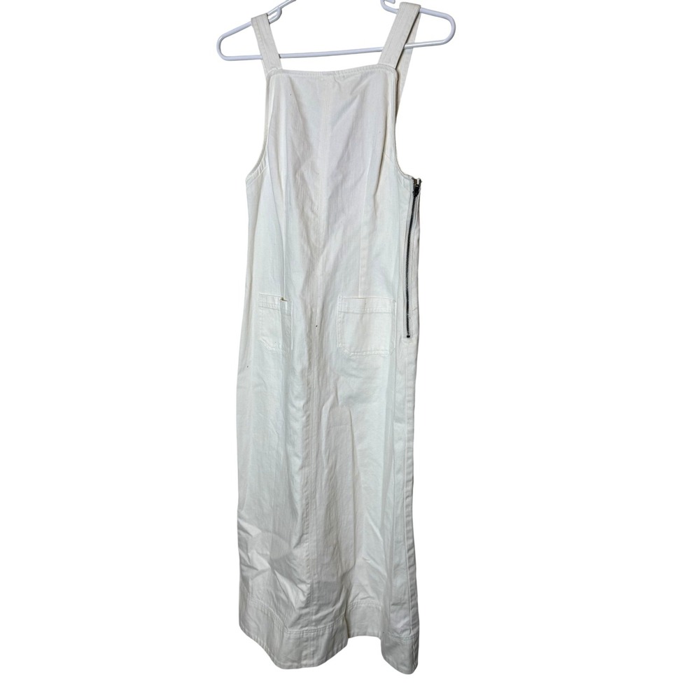 Free People Overall Dress Womens Extra Small White Denim Maxi Pinafore